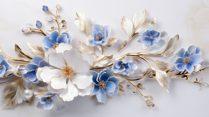 white flower on blue, Generative AI