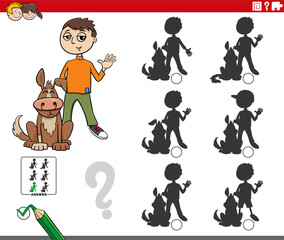shadow activity game with cartoon boy and his dog