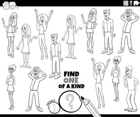 one of a kind activity with young people coloring page