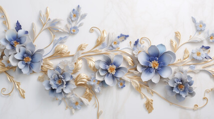 blue and white flowers, Generative AI