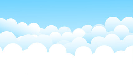 Soft white clouds on top blue clear sky landscape outdoor flat cartoon design style background vector illustration