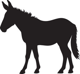 Donkey Silhouette Vector Illustration White Background