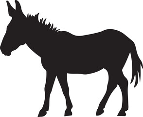 Donkey Silhouette Vector Illustration White Background