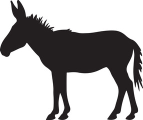 Donkey Silhouette Vector Illustration White Background
