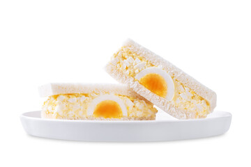 Japanese Egg Salad sandwich, Tamago Sando on a white isolated background