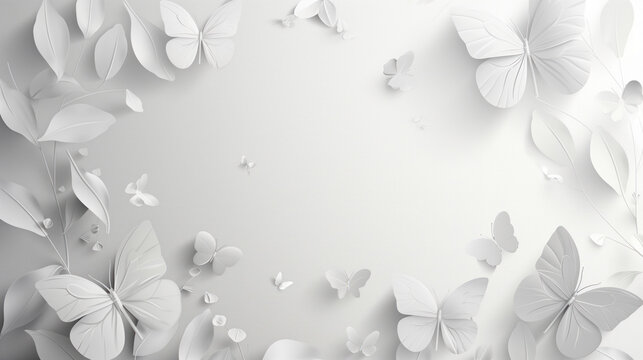 White Butterflies Background, Generative AI