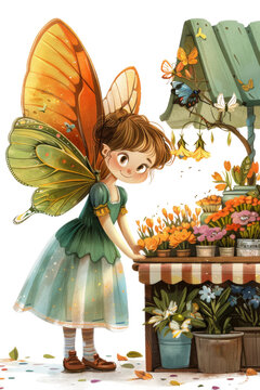 a cute garden pixie florist isolated on a transparent background, generative ai
