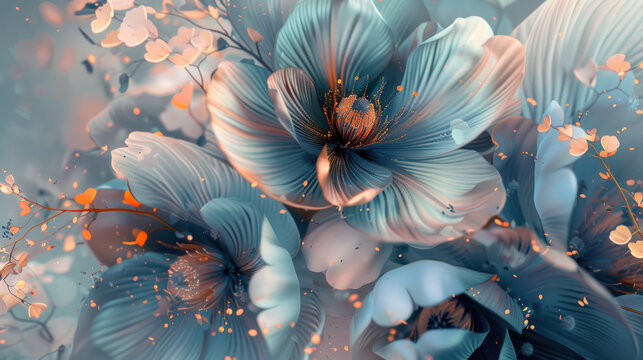 3d render abstract flower background wallpaper, Generative AI