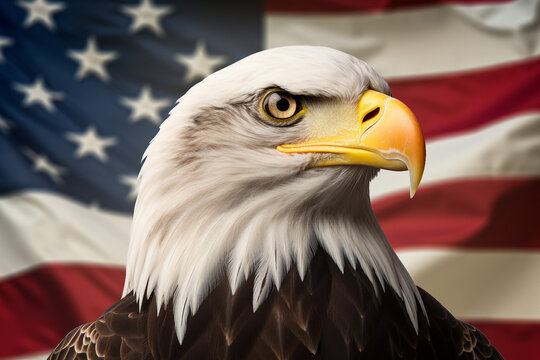 Generative AI colorful memorial independence day american flag day holiday eagle symbol image illustration