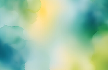 Multicolored abstract cloud splash in pastel colors green, yellow and turquoise. Ethereal watercolor background isolated on white.  - 752469106