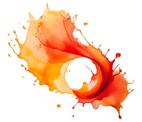 Multicolored abstract ring whirl splash in red, yellow and orange. Ethereal watercolor background isolated on white.
- 752469166