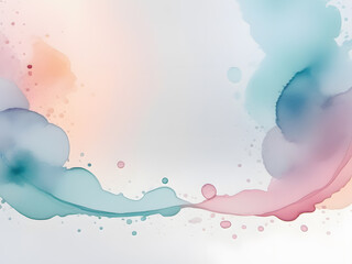 Multicolored abstract cloud splash in pastel colors with organic forms. Ethereal watercolor background isolated on white.  - 752469178
