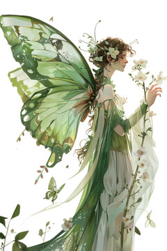 a friendly sylph air spirit isolated on a transparent background, generative ai