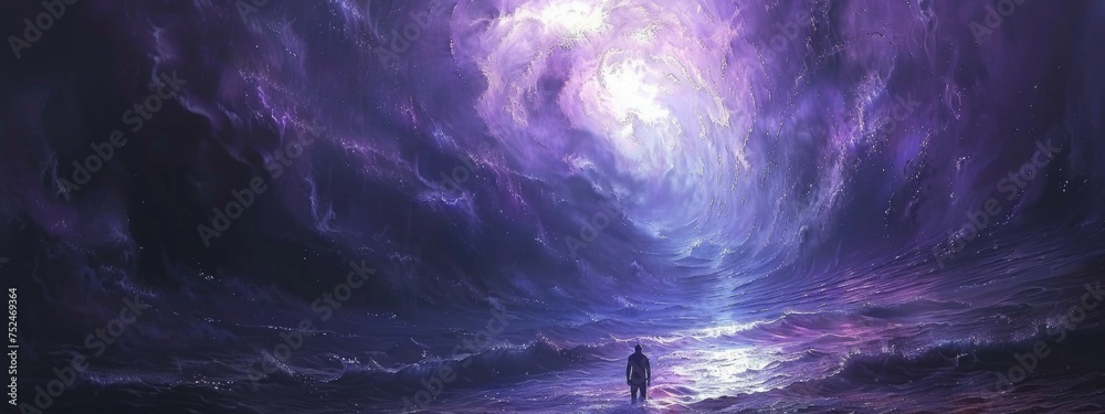 Wall mural teleporting through a quasar to a new universe
