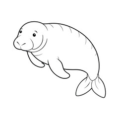 Manatee illustration coloring page for kids