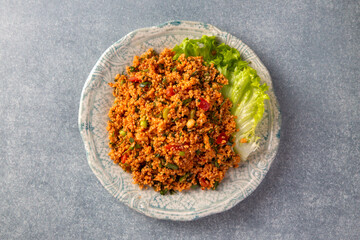 Traditional delicious Turkish foods: bulgur salad - kisir