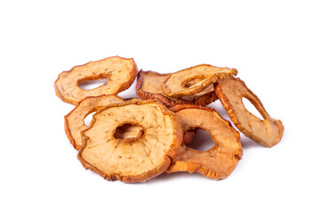 Dried apple rings isolated on white background