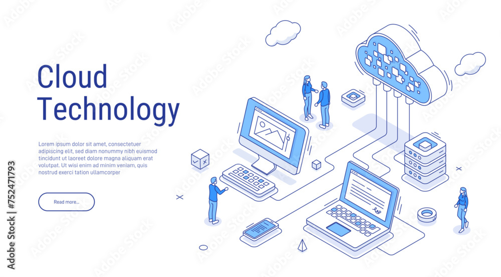 Poster cloud storage isometric. computer service technology. network infrastructure. data server platform. 
