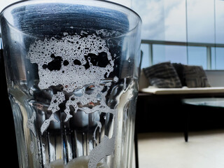 Mystical background. Image of the skull in a glass.