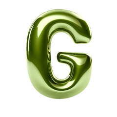Fototapeta premium Olive green metallic G alphabet balloon Realistic 3D on white background.