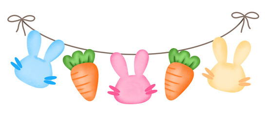 Bunny Carrot Easter Flag String Clipart 