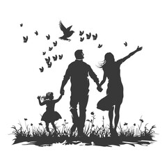 Silhouette for celebrating parents day moment black color only