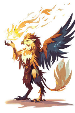 a wise griffon wizard isolated on a transparent background, generative ai