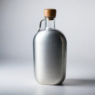 metal flask bottle on white
