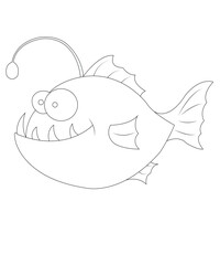 Fish coloring book page for children or kids