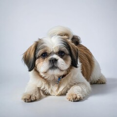 shih tzu puppy on white
