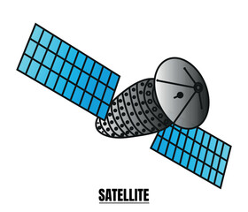 line drawing of a Satellite Vector. Single line draw design vector graphic