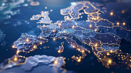 Europe: Showcasing encrypted data flows and GDPR compliance in cybersecurity, Created using generative AI