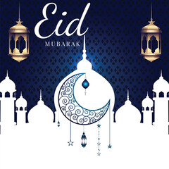 Eid  al-fitr Social Media Post Template Illustration.