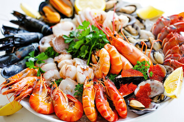 A tantalizing display of assorted seafood delicacies on a plate