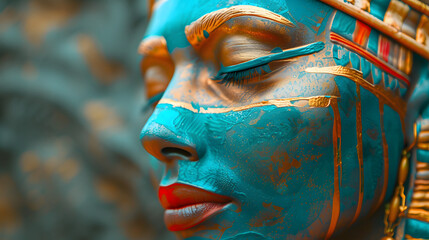Bronze ancient blue woman face
