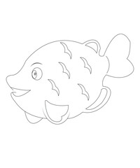 Fish coloring book page for children or kids