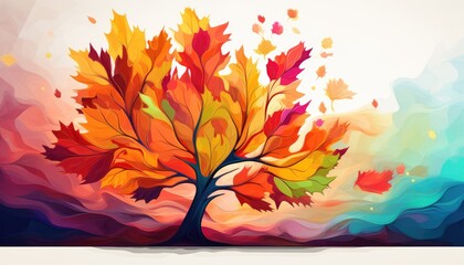 Nature abstract autumn illustration leaf season and tree