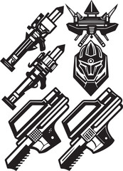 Set video game symbol. Hand drawn vector illustration	