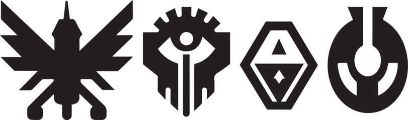 Set video game symbol. Hand drawn vector illustration	