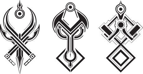Set video game symbol. Hand drawn vector illustration	