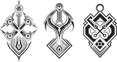 Set video game symbol. Hand drawn vector illustration	