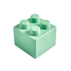 Green pastel toy blocks on transparent background