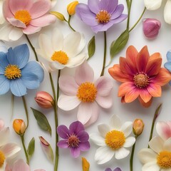 Free Photo Beautiful Colorful spring flowers on white background view closeup nature background
