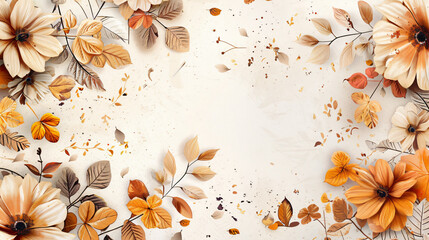 Autumn background with vintage tinted flowers