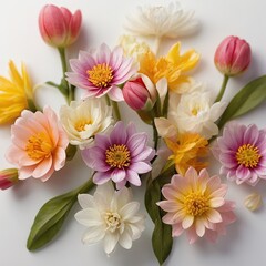 Free Photo Beautiful Colorful spring flowers on white background view closeup nature background
