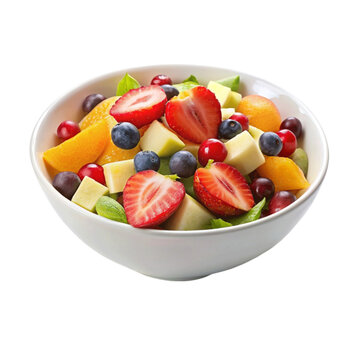 Bowl of salad, Fruit salad isolated on Transparent background.