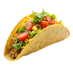 Mexican food Taco isolated on Transparent background.