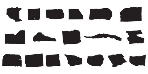 Set of torn paper silhouette. Ripped paper pieces vector.