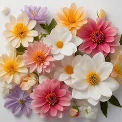 Free Photo Beautiful Colorful spring flowers on white background view closeup nature background
