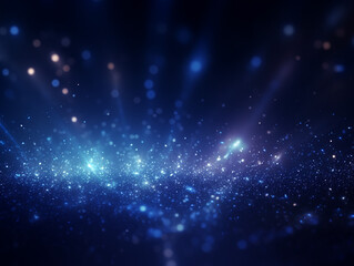 Dark blue and glow particle abstract background light ray beam effect.
